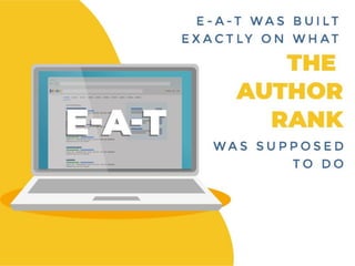 E-A-T WAS BUILT EXACTLY ON WHAT
THE AUTHOR RANK WAS SUPPOSED TO
DO
 
