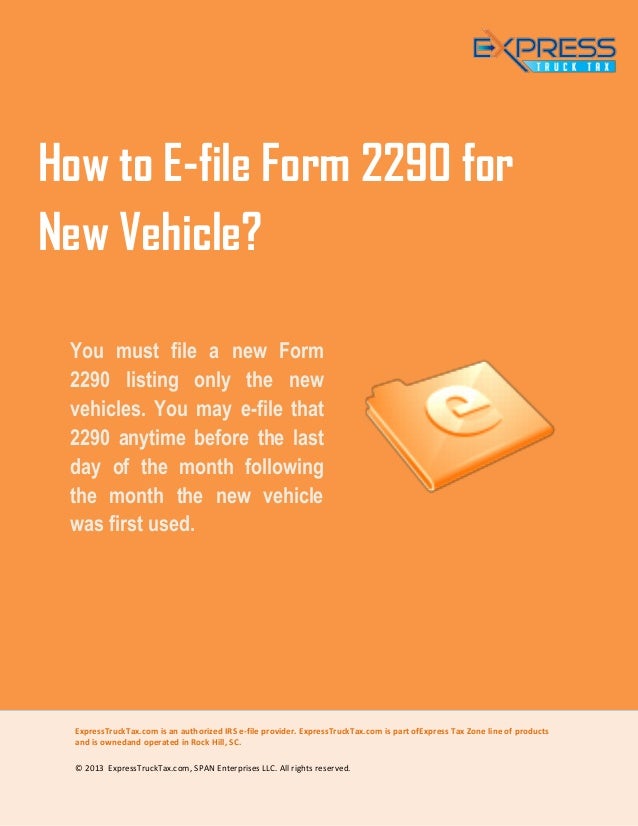 how to e file form 2290 for new vehicle e file 2290 form