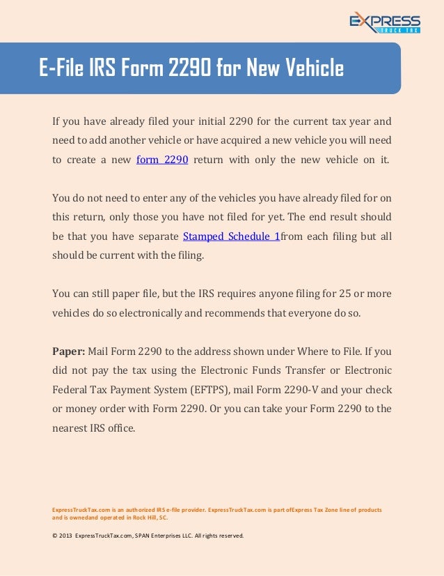 how to e file form 2290 for new vehicle irs form 2290 electronic filing