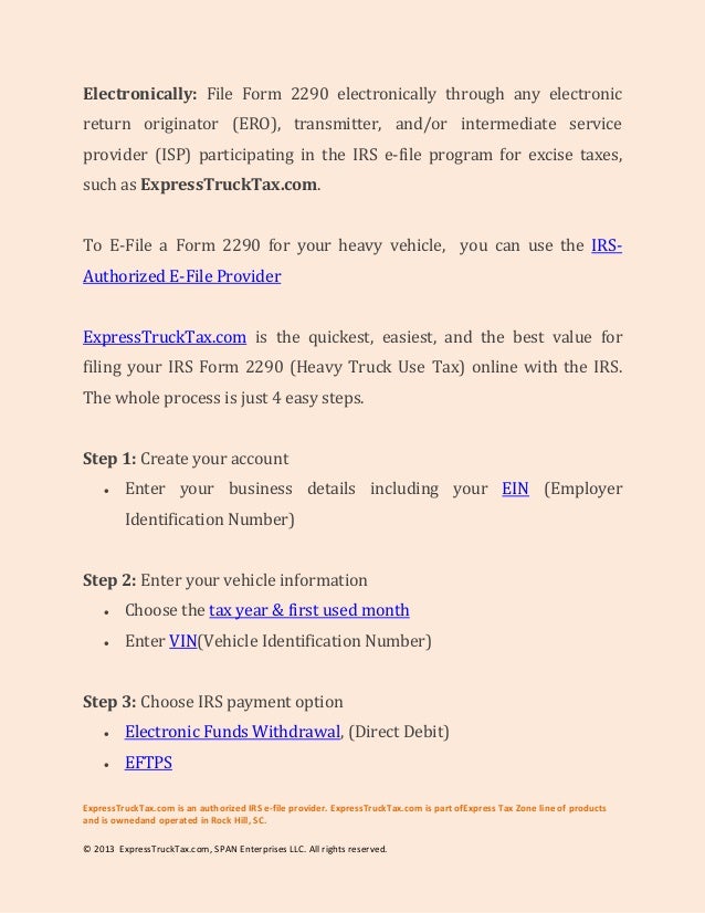 how to e file form 2290 for new vehicle irs form 2290 electronic filing