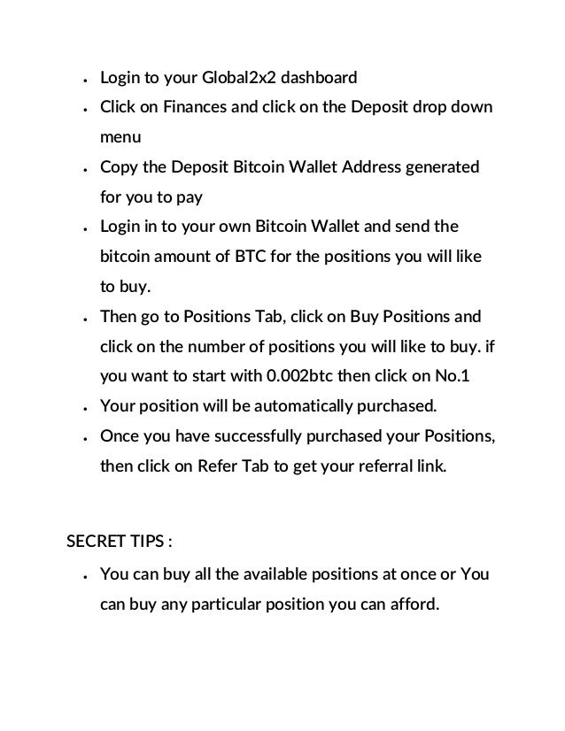 How To Earn 1 Btc In 3days Or Less With Global2x2 - 