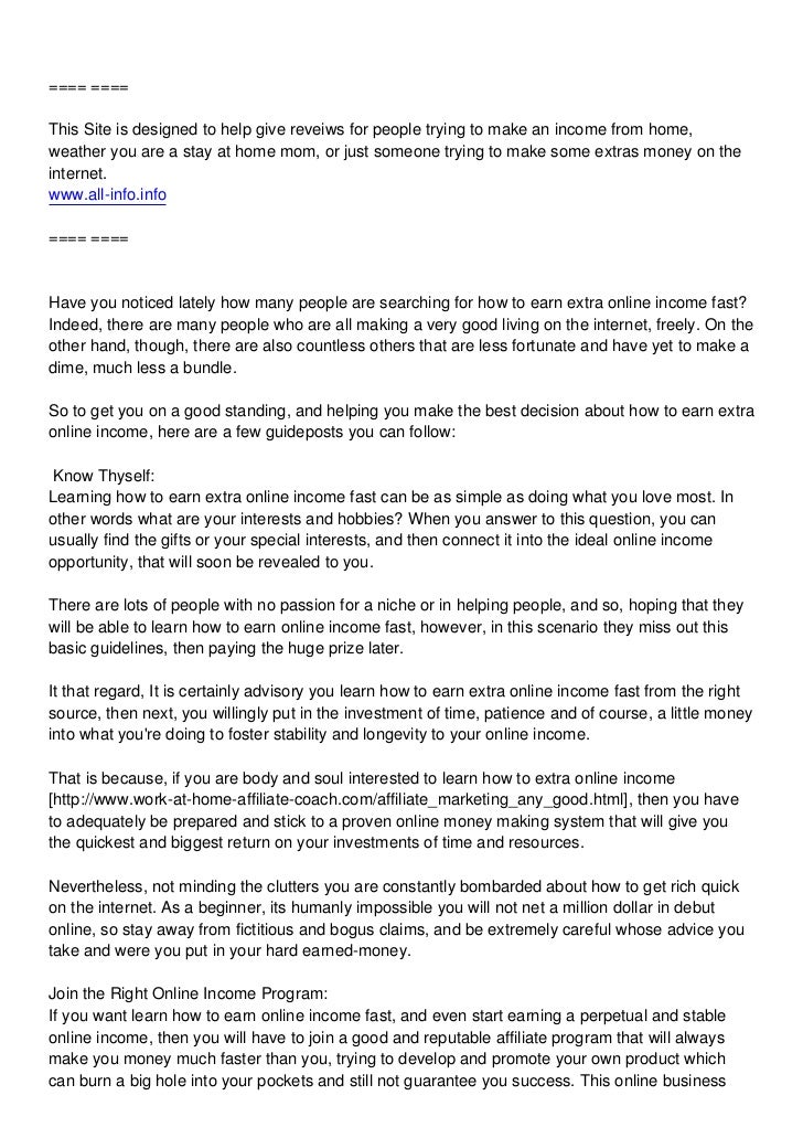 How To Earn Extra Online Income Fast Without Spending A Dime - 