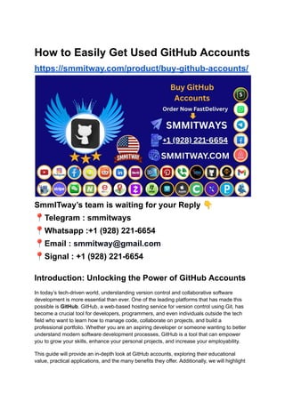 How to Easily Get Used GitHub Accounts .pdf