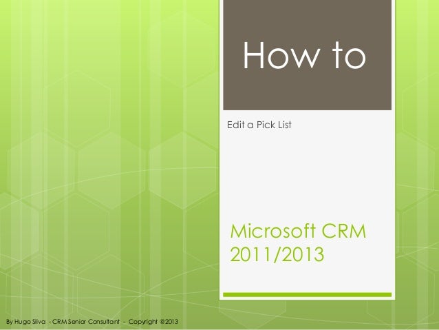 How To Edit A Pick List On Microsoft CRM