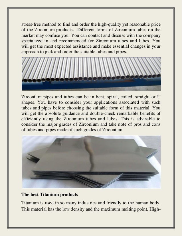 How To Effectively Get The Zirconium Tube And Titanium