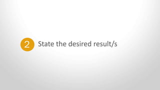 State the desired result/s2
 