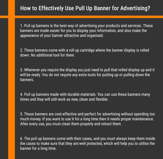 How to Effectively Use Pull Up Banner for Advertising?