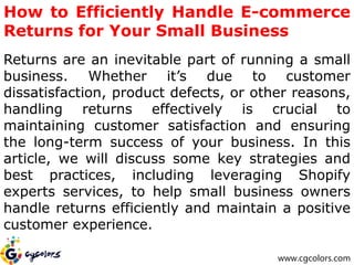 How to Efficiently Handle E-commerce Returns for Your Small Business | PPTX