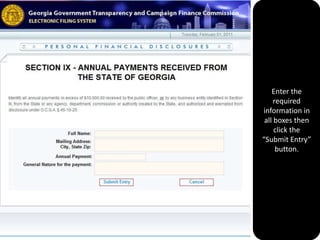 If you have no Annual Payments Received from the State of Georgia to report click the “No Payments Received” button. Otherwise to add Annual Payments Received from the State of Georgia click the  “Add Payments Received” button.    