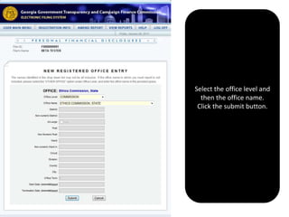 Select the office level and then the office name.  Click the submit button.  