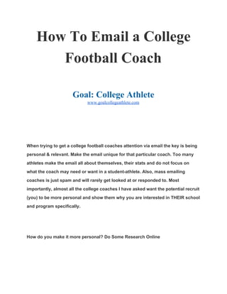 How to Email a College Football Coach