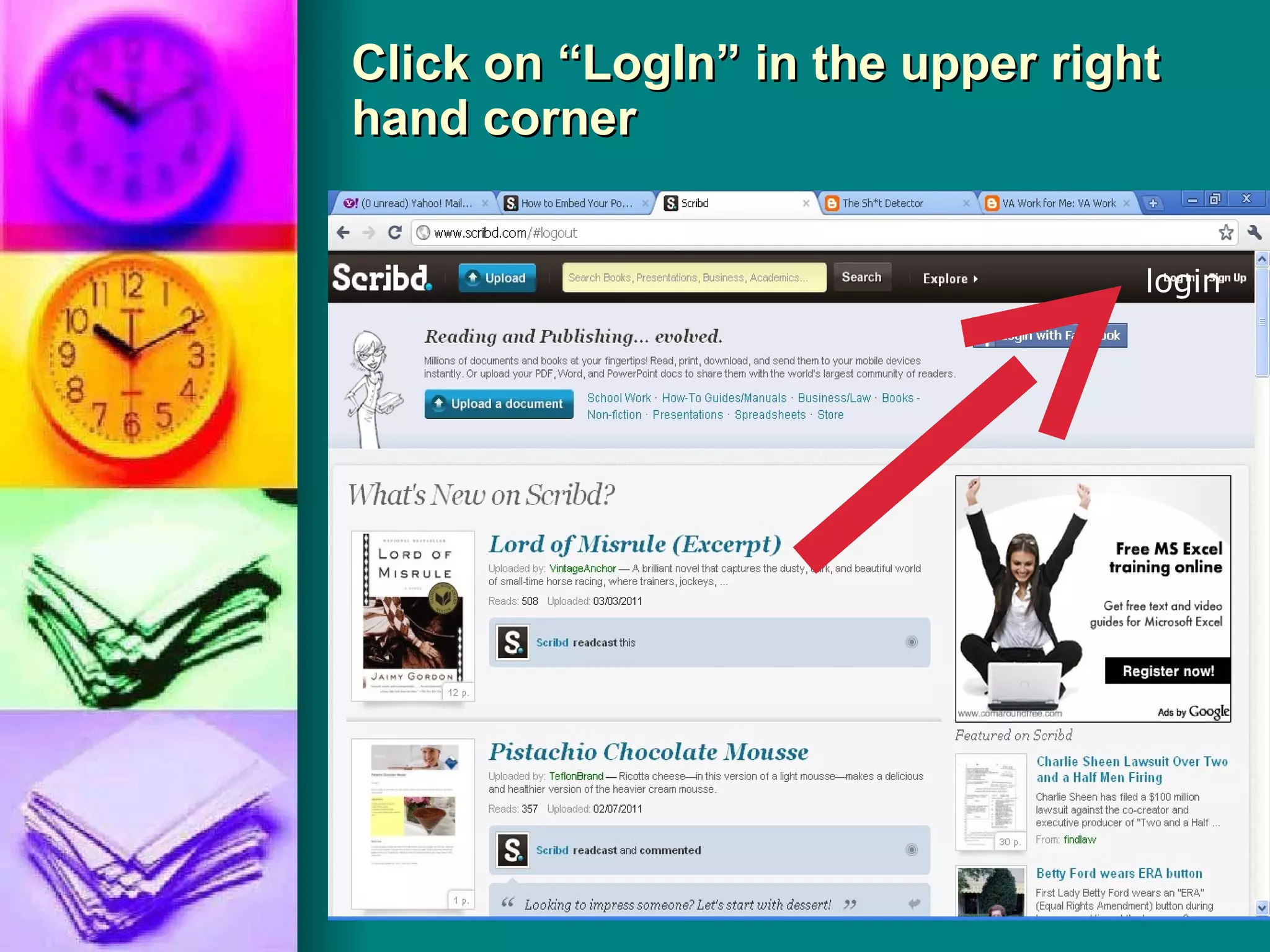 Click on “LogIn” in the upper right hand corner   login 