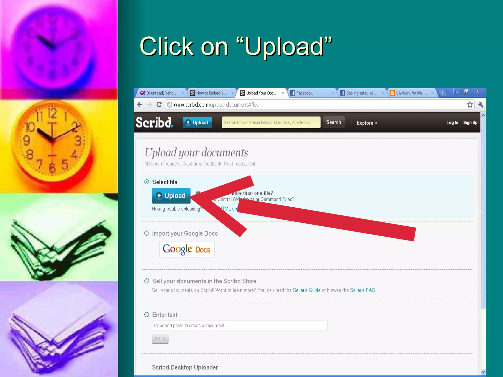 Click on “Upload” 