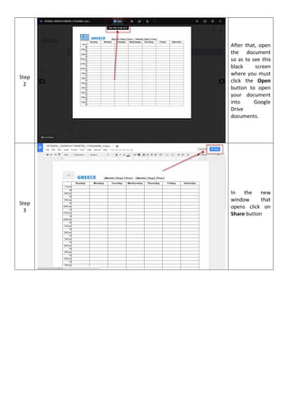 Step
2
After that, open
the document
so as to see this
black screen
where you must
click the Open
button to open
your document
into Google
Drive
documents.
Step
3
In the new
window that
opens click on
Share button
 