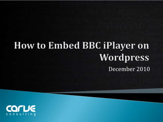 How to Embed BBC iPlayer on Wordpress December 2010 