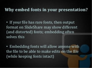 How to embed fonts in your Presentation file | PPT
