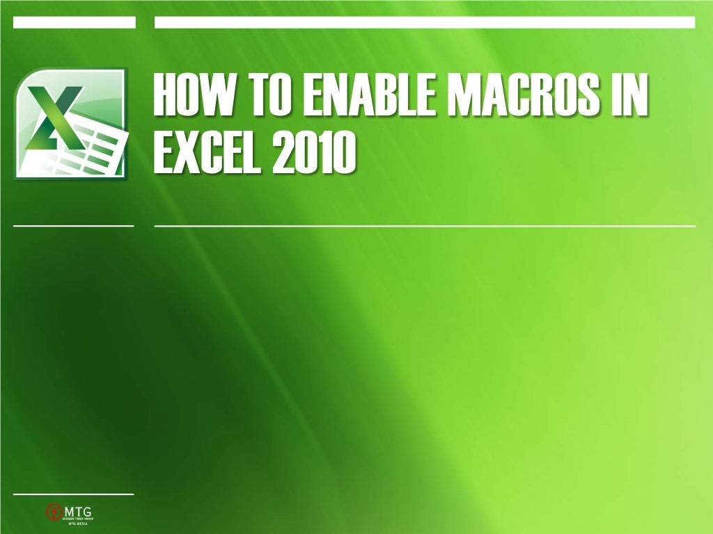 How To Enable Macros In Excel 2010
