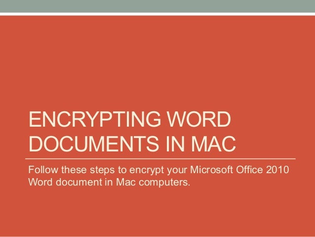 how to encrypt a word document