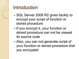 How to encrypt your script on sql server | PPT