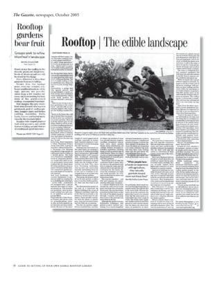 The Gazette, newspaper, October 2005




78 guide to setting up your own edible rooftop garden
 