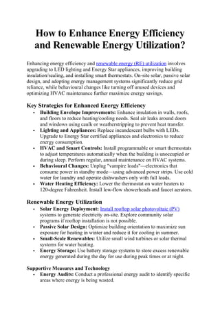 Comprehensive Strategies to Enhance Energy Efficiency and Renewable ...