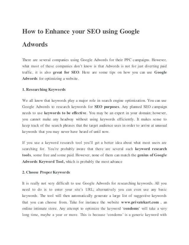 How To Enhance Your Seo Using Google Adwords How To Enhance Your Seo Using Google Adwords
