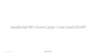 C O N F I D E N T I A L© 2018 NodeSource15
JavaScript VM + Event Loop + Low Level I/O API
 