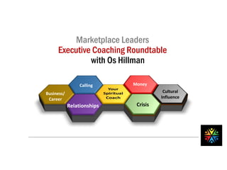 Marketplace Leaders
Executive Coaching Roundtable
with Os Hillman
Relationships
Money
Crisis
Cultural
Influence
Business/
Career
Calling
 