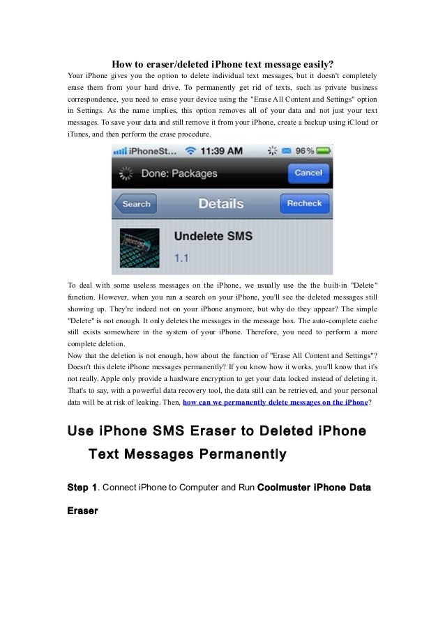 How to eraser i phone text message easily