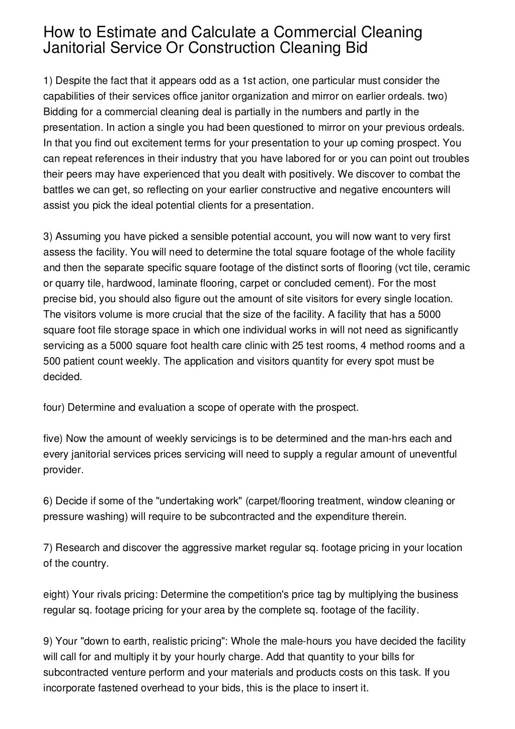 How to Estimate and Calculate a Commercial Cleaning Janitorial Servic…