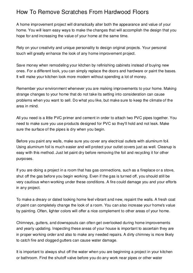 How To Remove Scratches From Hardwood Floors