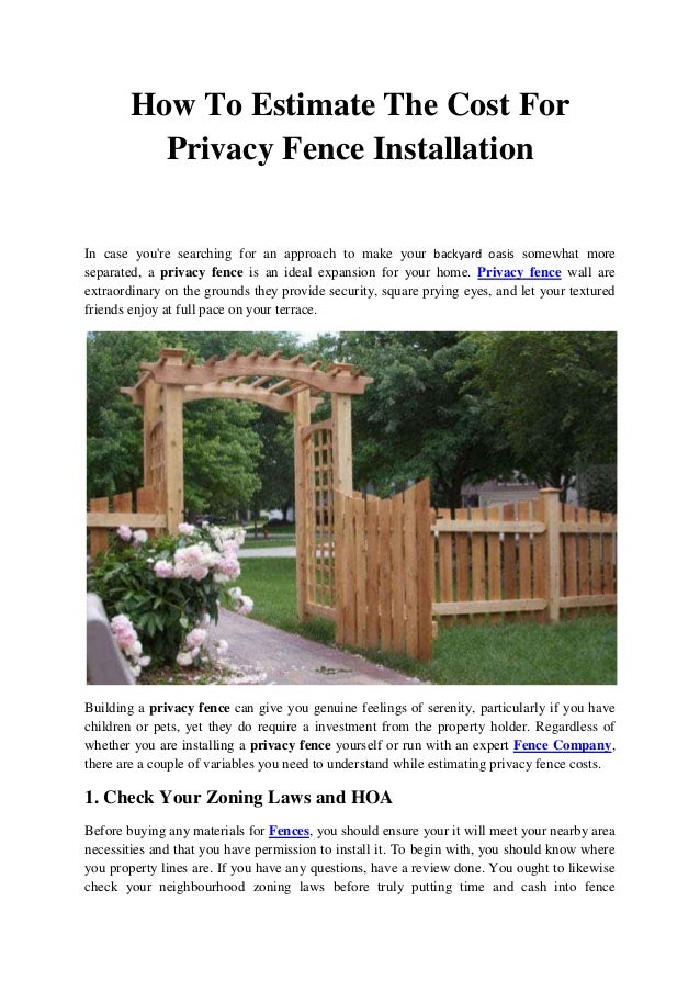 How To Estimate The Cost For Privacy Fence Installation