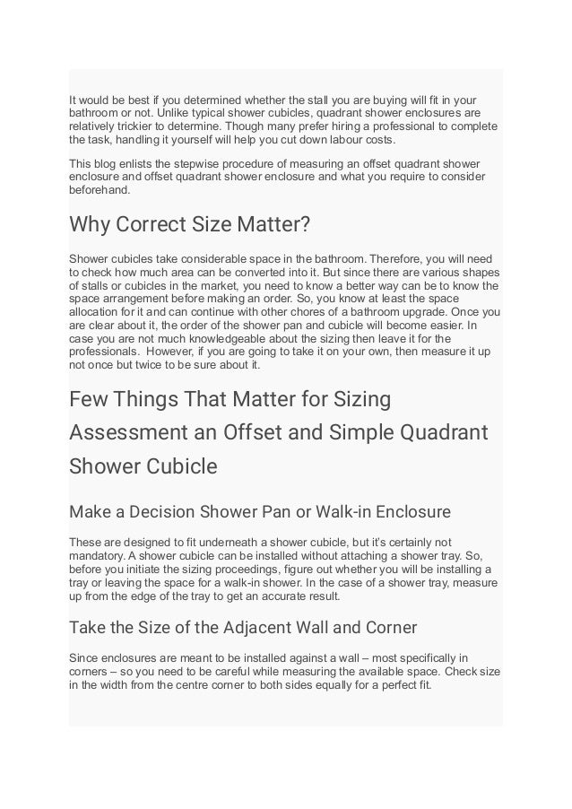 How to Estimate the Size for Offset Quadrant Shower Enclosure