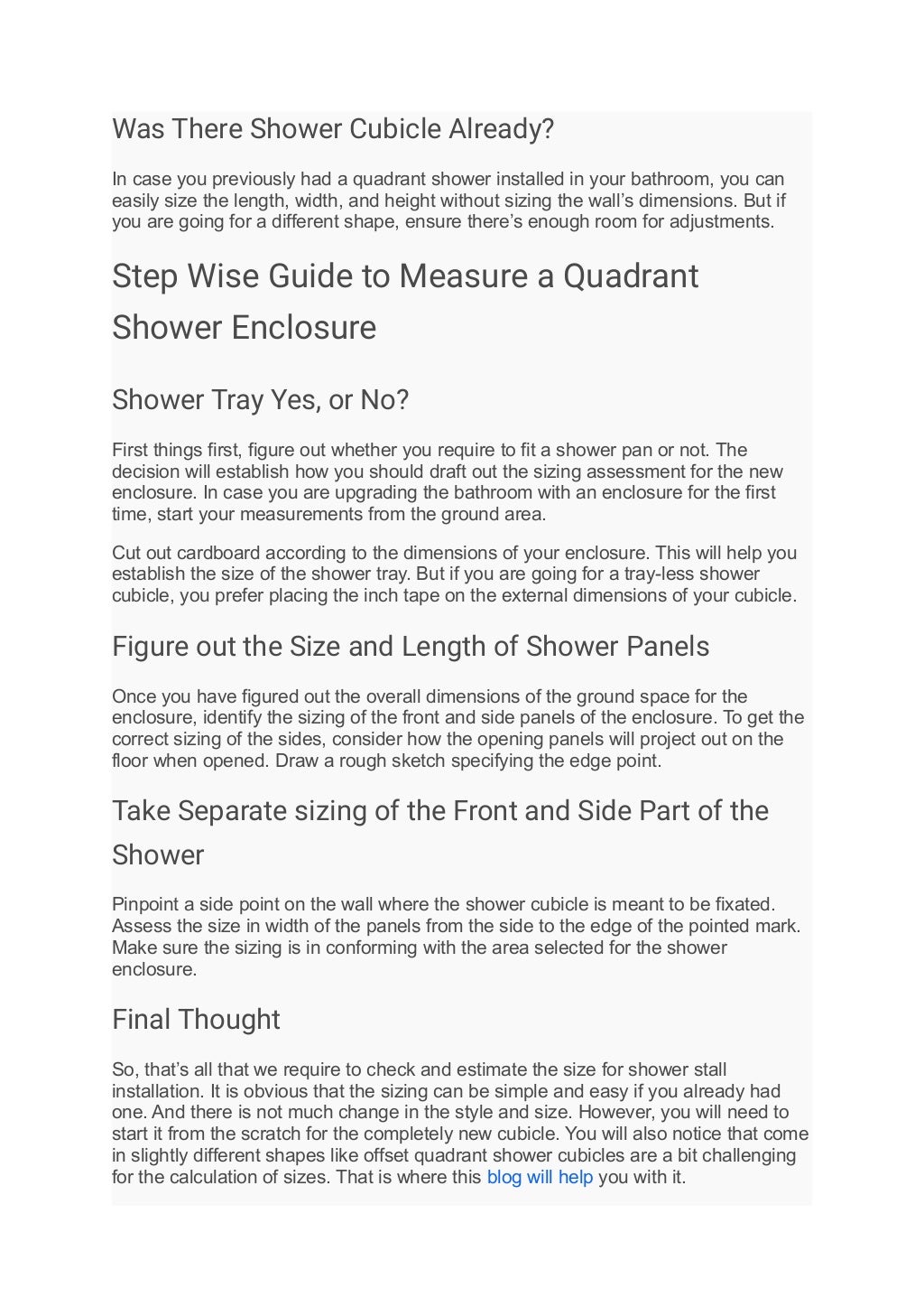 How to Estimate the Size for Offset Quadrant Shower Enclosure