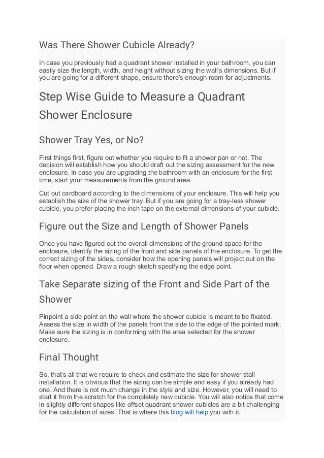 How to Estimate the Size for Offset Quadrant Shower Enclosure