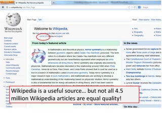 How to evaluate a Wikipedia article Slide 2
