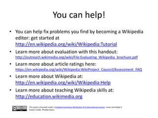 How to evaluate a Wikipedia article Slide 24