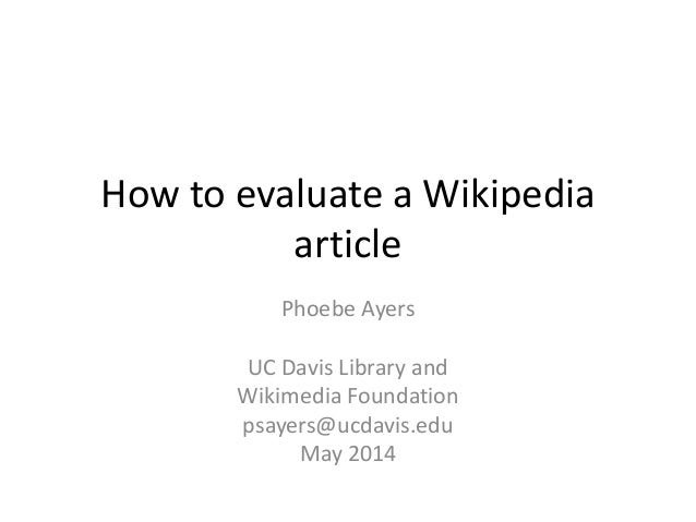 How To Evaluate A Wikipedia Article
