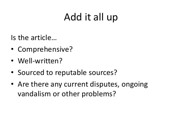How To Evaluate A Wikipedia Article