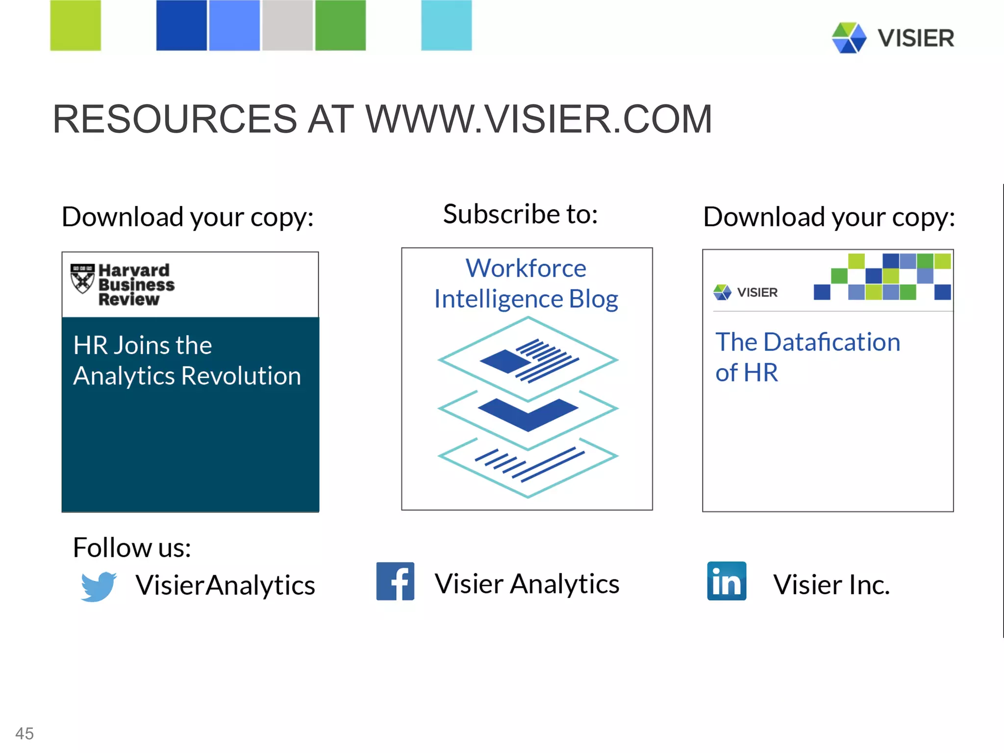 Page 45 
RESOURCES AT WWW.VISIER.COM 
45 
 
