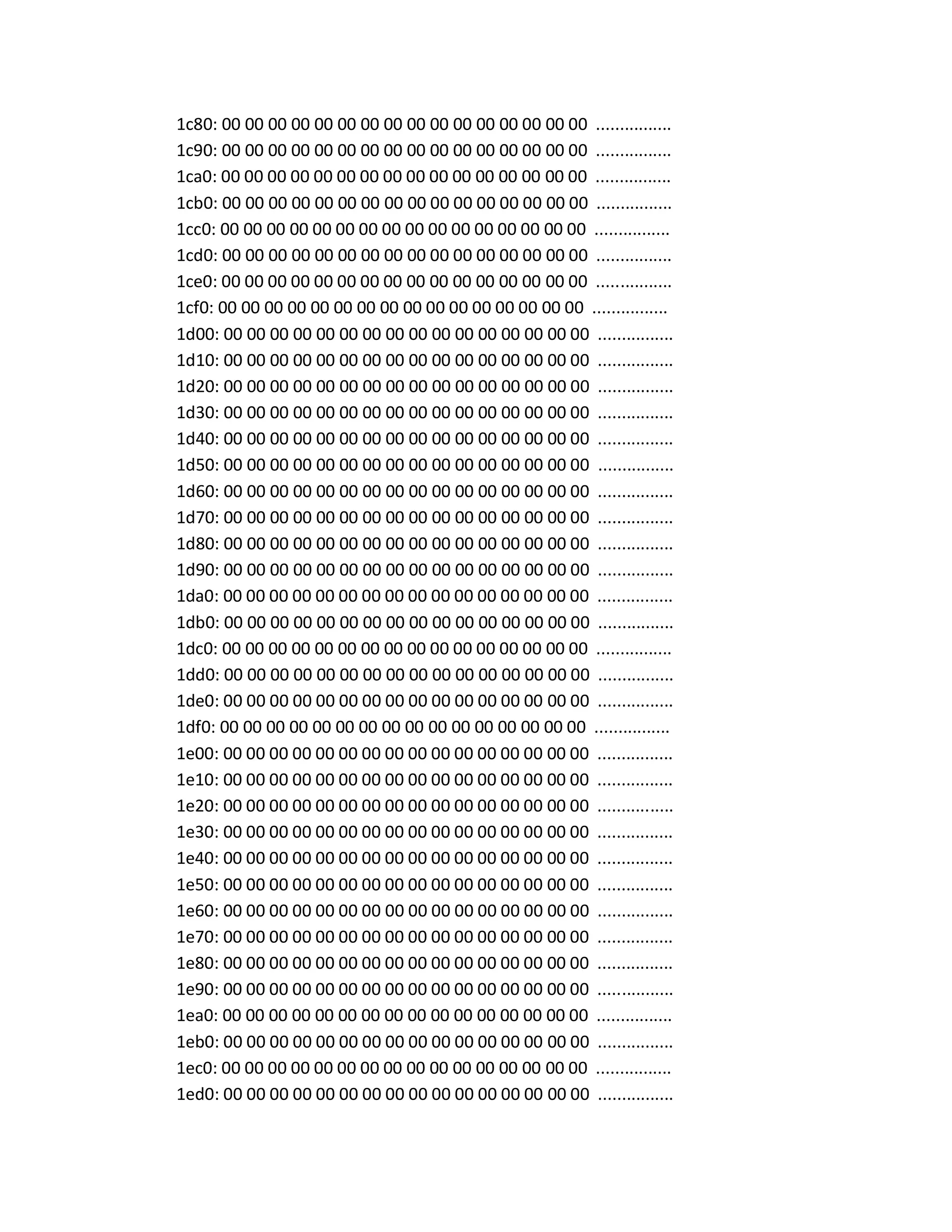 1c80: 00 00 00 00 00 00 00 00 00 00 00 00 00 00 00 00 ................
1c90: 00 00 00 00 00 00 00 00 00 00 00 00 00 00 00 00 ................
1ca0: 00 00 00 00 00 00 00 00 00 00 00 00 00 00 00 00 ................
1cb0: 00 00 00 00 00 00 00 00 00 00 00 00 00 00 00 00 ................
1cc0: 00 00 00 00 00 00 00 00 00 00 00 00 00 00 00 00 ................
1cd0: 00 00 00 00 00 00 00 00 00 00 00 00 00 00 00 00 ................
1ce0: 00 00 00 00 00 00 00 00 00 00 00 00 00 00 00 00 ................
1cf0: 00 00 00 00 00 00 00 00 00 00 00 00 00 00 00 00 ................
1d00: 00 00 00 00 00 00 00 00 00 00 00 00 00 00 00 00 ................
1d10: 00 00 00 00 00 00 00 00 00 00 00 00 00 00 00 00 ................
1d20: 00 00 00 00 00 00 00 00 00 00 00 00 00 00 00 00 ................
1d30: 00 00 00 00 00 00 00 00 00 00 00 00 00 00 00 00 ................
1d40: 00 00 00 00 00 00 00 00 00 00 00 00 00 00 00 00 ................
1d50: 00 00 00 00 00 00 00 00 00 00 00 00 00 00 00 00 ................
1d60: 00 00 00 00 00 00 00 00 00 00 00 00 00 00 00 00 ................
1d70: 00 00 00 00 00 00 00 00 00 00 00 00 00 00 00 00 ................
1d80: 00 00 00 00 00 00 00 00 00 00 00 00 00 00 00 00 ................
1d90: 00 00 00 00 00 00 00 00 00 00 00 00 00 00 00 00 ................
1da0: 00 00 00 00 00 00 00 00 00 00 00 00 00 00 00 00 ................
1db0: 00 00 00 00 00 00 00 00 00 00 00 00 00 00 00 00 ................
1dc0: 00 00 00 00 00 00 00 00 00 00 00 00 00 00 00 00 ................
1dd0: 00 00 00 00 00 00 00 00 00 00 00 00 00 00 00 00 ................
1de0: 00 00 00 00 00 00 00 00 00 00 00 00 00 00 00 00 ................
1df0: 00 00 00 00 00 00 00 00 00 00 00 00 00 00 00 00 ................
1e00: 00 00 00 00 00 00 00 00 00 00 00 00 00 00 00 00 ................
1e10: 00 00 00 00 00 00 00 00 00 00 00 00 00 00 00 00 ................
1e20: 00 00 00 00 00 00 00 00 00 00 00 00 00 00 00 00 ................
1e30: 00 00 00 00 00 00 00 00 00 00 00 00 00 00 00 00 ................
1e40: 00 00 00 00 00 00 00 00 00 00 00 00 00 00 00 00 ................
1e50: 00 00 00 00 00 00 00 00 00 00 00 00 00 00 00 00 ................
1e60: 00 00 00 00 00 00 00 00 00 00 00 00 00 00 00 00 ................
1e70: 00 00 00 00 00 00 00 00 00 00 00 00 00 00 00 00 ................
1e80: 00 00 00 00 00 00 00 00 00 00 00 00 00 00 00 00 ................
1e90: 00 00 00 00 00 00 00 00 00 00 00 00 00 00 00 00 ................
1ea0: 00 00 00 00 00 00 00 00 00 00 00 00 00 00 00 00 ................
1eb0: 00 00 00 00 00 00 00 00 00 00 00 00 00 00 00 00 ................
1ec0: 00 00 00 00 00 00 00 00 00 00 00 00 00 00 00 00 ................
1ed0: 00 00 00 00 00 00 00 00 00 00 00 00 00 00 00 00 ................
 