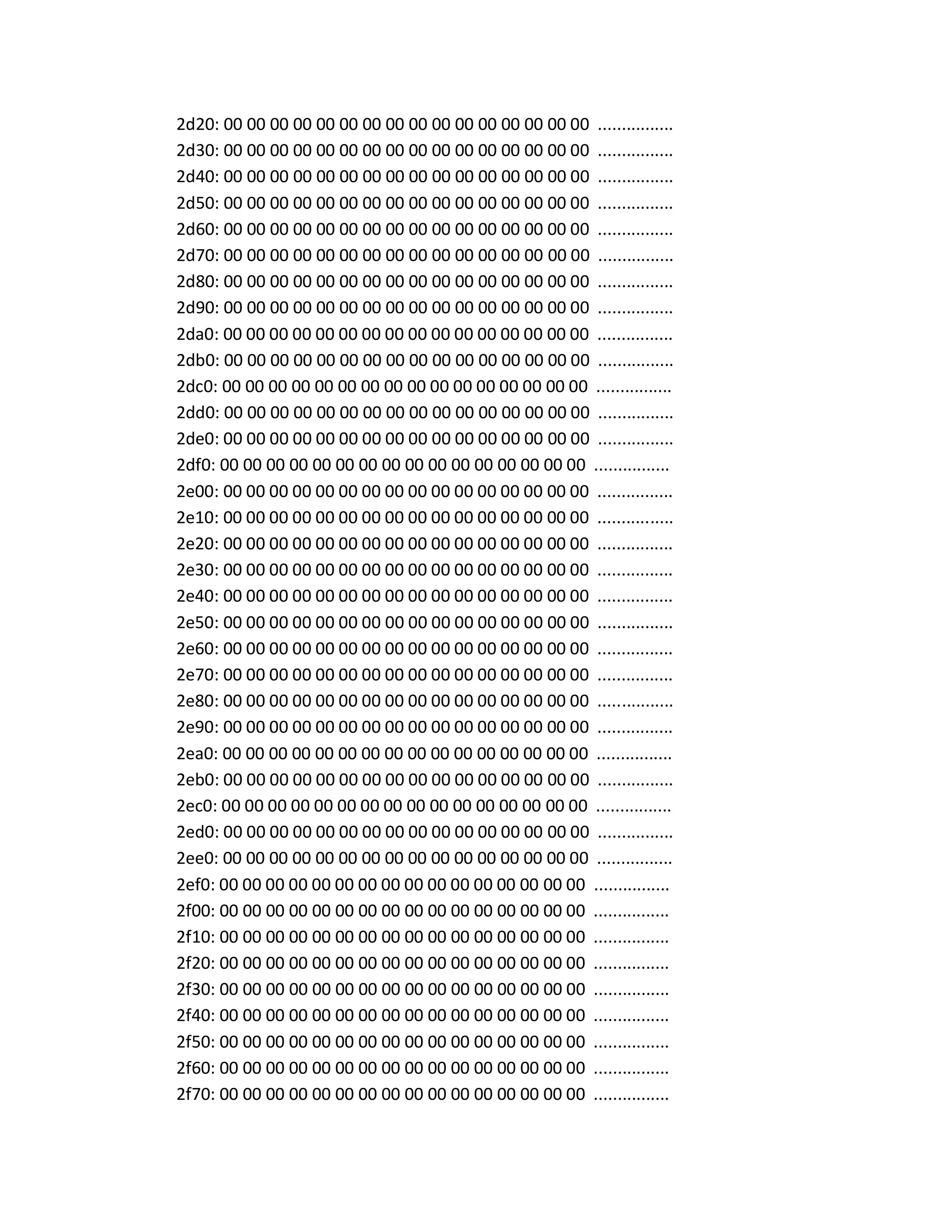 2d20: 00 00 00 00 00 00 00 00 00 00 00 00 00 00 00 00 ................
2d30: 00 00 00 00 00 00 00 00 00 00 00 00 00 00 00 00 ................
2d40: 00 00 00 00 00 00 00 00 00 00 00 00 00 00 00 00 ................
2d50: 00 00 00 00 00 00 00 00 00 00 00 00 00 00 00 00 ................
2d60: 00 00 00 00 00 00 00 00 00 00 00 00 00 00 00 00 ................
2d70: 00 00 00 00 00 00 00 00 00 00 00 00 00 00 00 00 ................
2d80: 00 00 00 00 00 00 00 00 00 00 00 00 00 00 00 00 ................
2d90: 00 00 00 00 00 00 00 00 00 00 00 00 00 00 00 00 ................
2da0: 00 00 00 00 00 00 00 00 00 00 00 00 00 00 00 00 ................
2db0: 00 00 00 00 00 00 00 00 00 00 00 00 00 00 00 00 ................
2dc0: 00 00 00 00 00 00 00 00 00 00 00 00 00 00 00 00 ................
2dd0: 00 00 00 00 00 00 00 00 00 00 00 00 00 00 00 00 ................
2de0: 00 00 00 00 00 00 00 00 00 00 00 00 00 00 00 00 ................
2df0: 00 00 00 00 00 00 00 00 00 00 00 00 00 00 00 00 ................
2e00: 00 00 00 00 00 00 00 00 00 00 00 00 00 00 00 00 ................
2e10: 00 00 00 00 00 00 00 00 00 00 00 00 00 00 00 00 ................
2e20: 00 00 00 00 00 00 00 00 00 00 00 00 00 00 00 00 ................
2e30: 00 00 00 00 00 00 00 00 00 00 00 00 00 00 00 00 ................
2e40: 00 00 00 00 00 00 00 00 00 00 00 00 00 00 00 00 ................
2e50: 00 00 00 00 00 00 00 00 00 00 00 00 00 00 00 00 ................
2e60: 00 00 00 00 00 00 00 00 00 00 00 00 00 00 00 00 ................
2e70: 00 00 00 00 00 00 00 00 00 00 00 00 00 00 00 00 ................
2e80: 00 00 00 00 00 00 00 00 00 00 00 00 00 00 00 00 ................
2e90: 00 00 00 00 00 00 00 00 00 00 00 00 00 00 00 00 ................
2ea0: 00 00 00 00 00 00 00 00 00 00 00 00 00 00 00 00 ................
2eb0: 00 00 00 00 00 00 00 00 00 00 00 00 00 00 00 00 ................
2ec0: 00 00 00 00 00 00 00 00 00 00 00 00 00 00 00 00 ................
2ed0: 00 00 00 00 00 00 00 00 00 00 00 00 00 00 00 00 ................
2ee0: 00 00 00 00 00 00 00 00 00 00 00 00 00 00 00 00 ................
2ef0: 00 00 00 00 00 00 00 00 00 00 00 00 00 00 00 00 ................
2f00: 00 00 00 00 00 00 00 00 00 00 00 00 00 00 00 00 ................
2f10: 00 00 00 00 00 00 00 00 00 00 00 00 00 00 00 00 ................
2f20: 00 00 00 00 00 00 00 00 00 00 00 00 00 00 00 00 ................
2f30: 00 00 00 00 00 00 00 00 00 00 00 00 00 00 00 00 ................
2f40: 00 00 00 00 00 00 00 00 00 00 00 00 00 00 00 00 ................
2f50: 00 00 00 00 00 00 00 00 00 00 00 00 00 00 00 00 ................
2f60: 00 00 00 00 00 00 00 00 00 00 00 00 00 00 00 00 ................
2f70: 00 00 00 00 00 00 00 00 00 00 00 00 00 00 00 00 ................
 