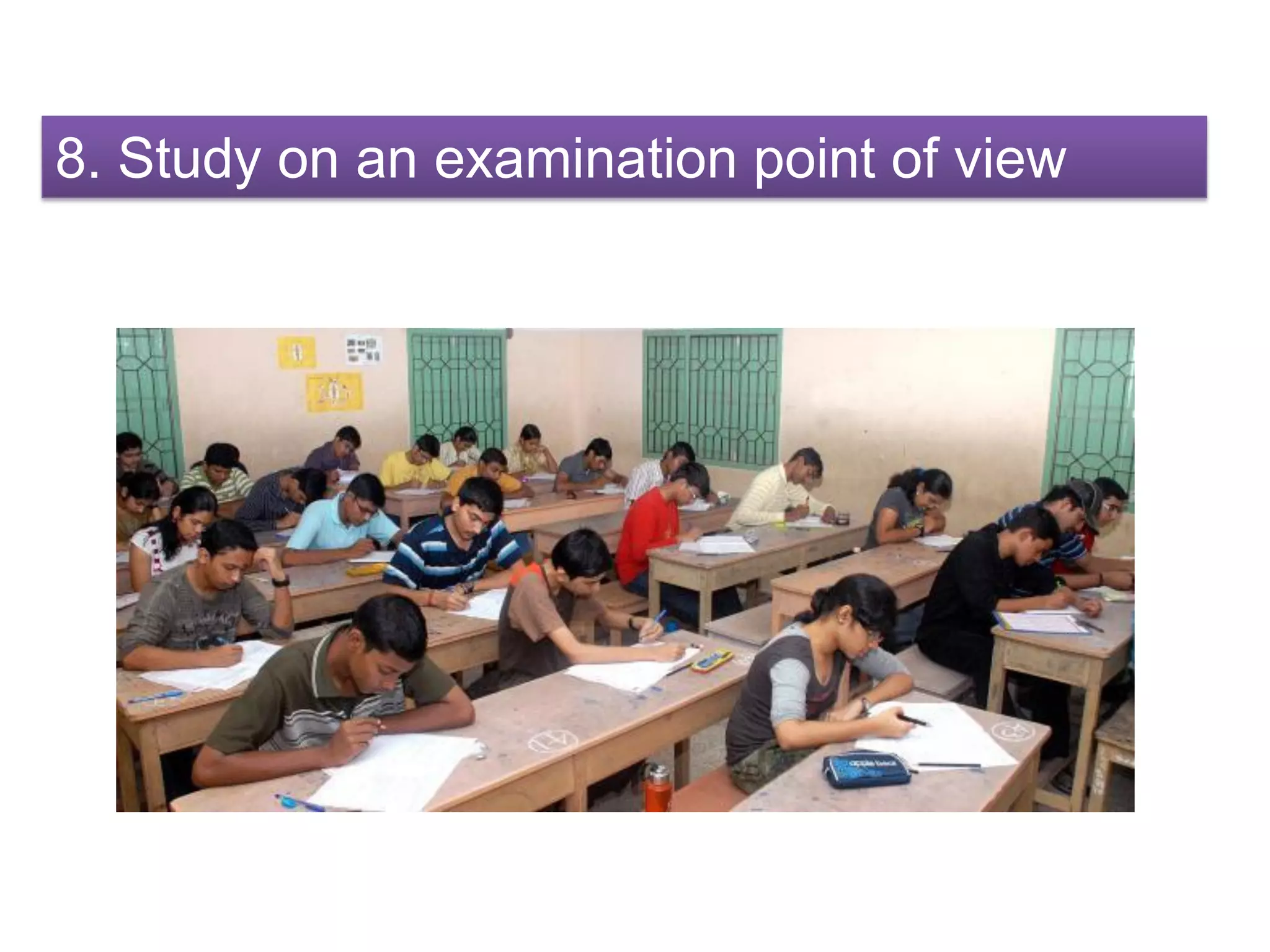 8. Study on an examination point of view
 