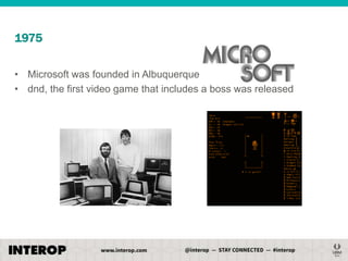 1975
• Microsoft was founded in Albuquerque
• dnd, the first video game that includes a boss was released

 