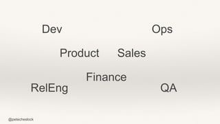 @petecheslock
Dev Ops
QARelEng
Product Sales
Finance
 