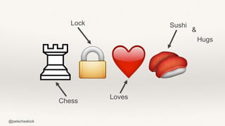@petecheslock
Chess
Lock
Loves
Sushi
Hugs
&
 