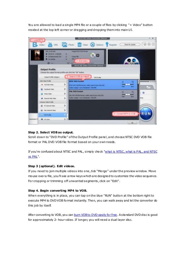 how to fast convert mp4 to vob for ntsc pal file format