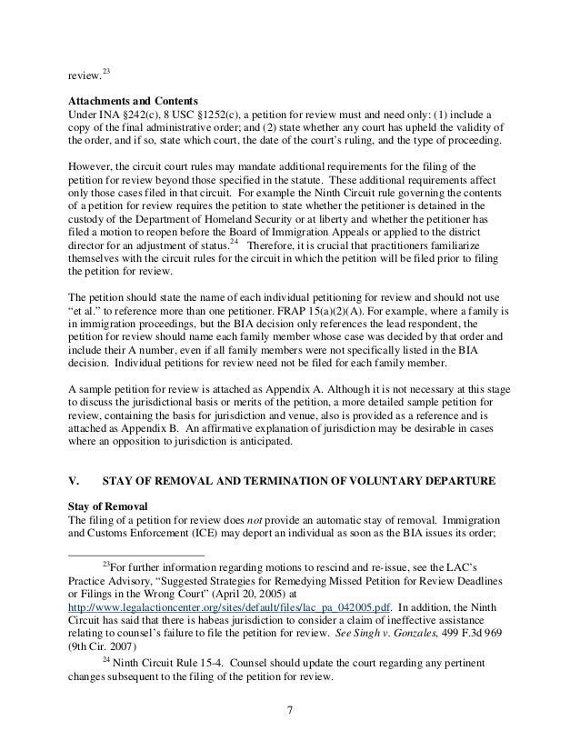 How to file an immigration petition for review 21 pages