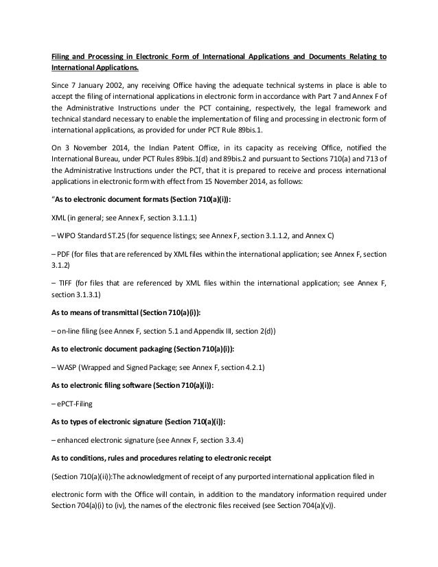 online filing of international patent applications filed at indian pa 710 form