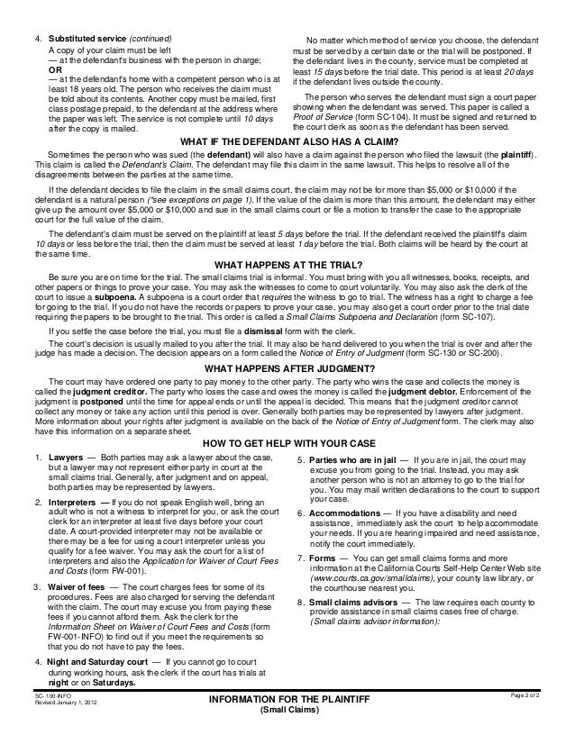 how to file a small claims case in san diego fw 001 form